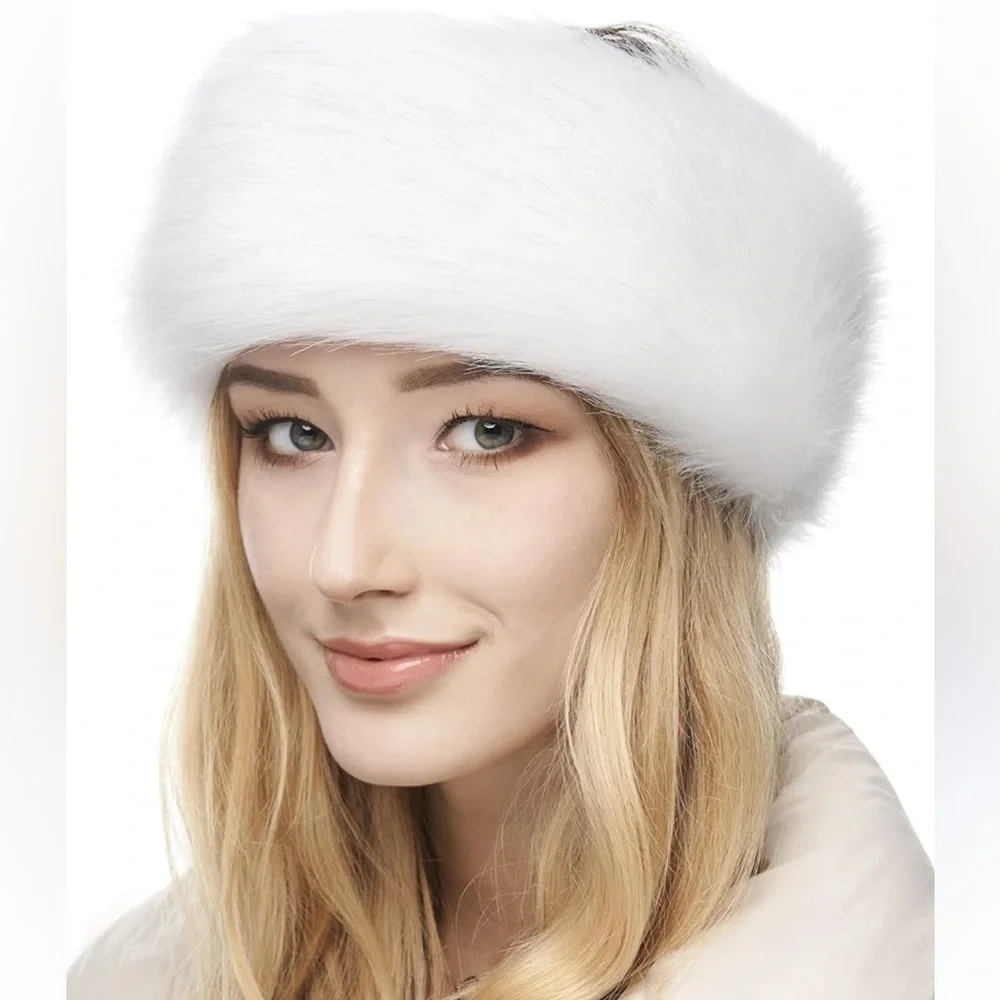 White Faux Fur Winter Headband